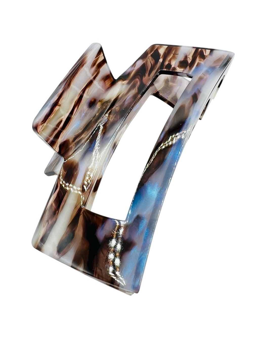 Abstract Pattern Open Rectangle Hair Clip with Blue New